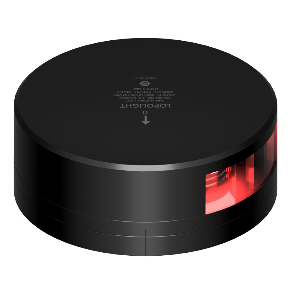 Lopolight Red Port Light 2NM Black Housing wFB Base 301009FBB